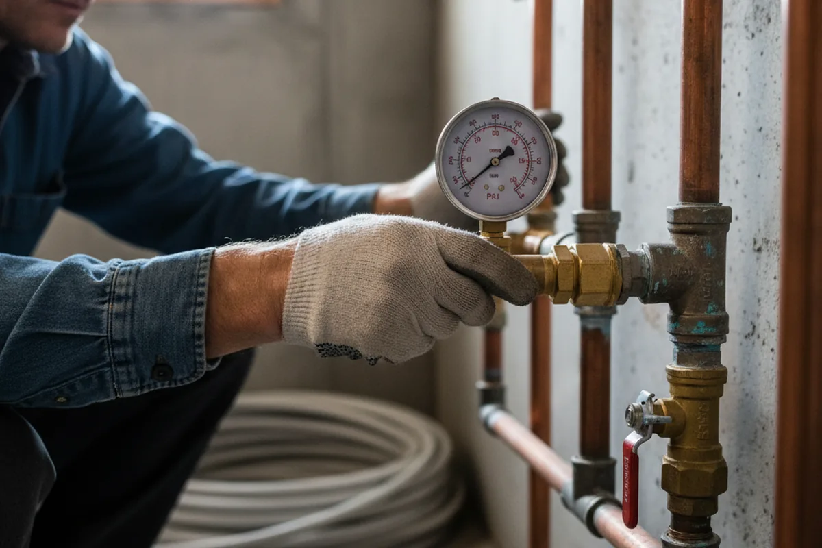 Pressure testing a repaired line during Water Line Repair in West Salem